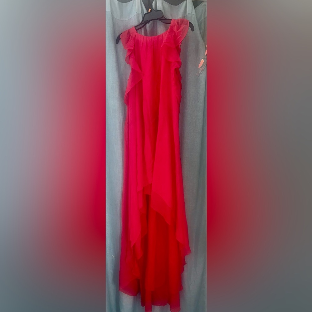 BCBGMaxAzria Bold Sleeveless High Neck Red/ Pink Dress Size L